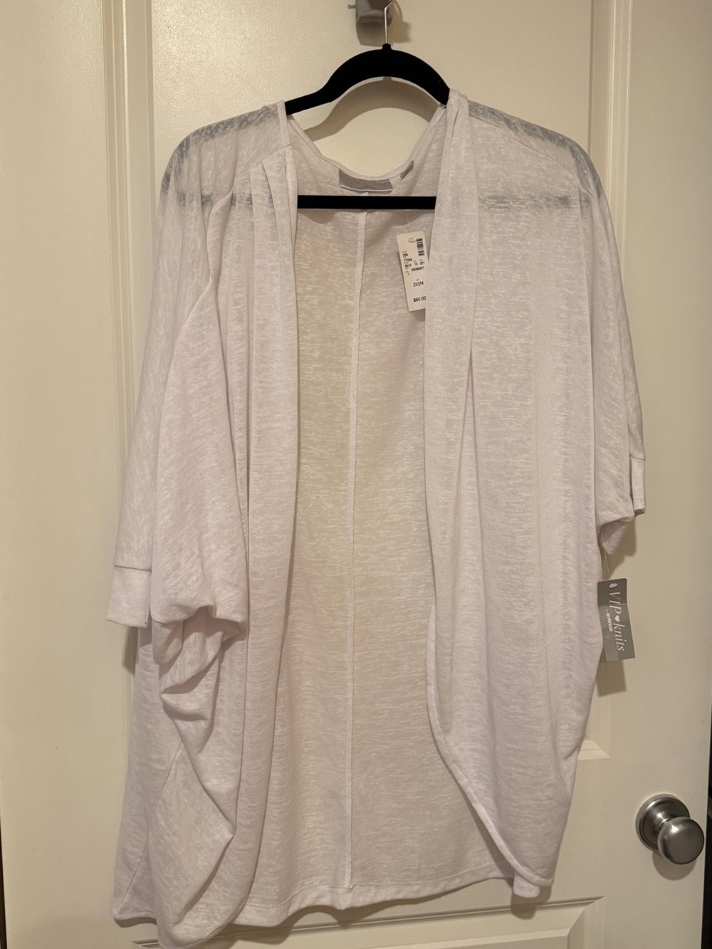 The Avenue White Draped Open-Front Tunic Cardigan - Plus Size 22/24